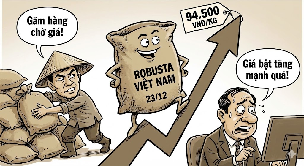 Robusta Việt Nam ngày 23/12: Giá bật tăng mạnh lên mốc 94.500 đồng, nông dân quyết liệt 