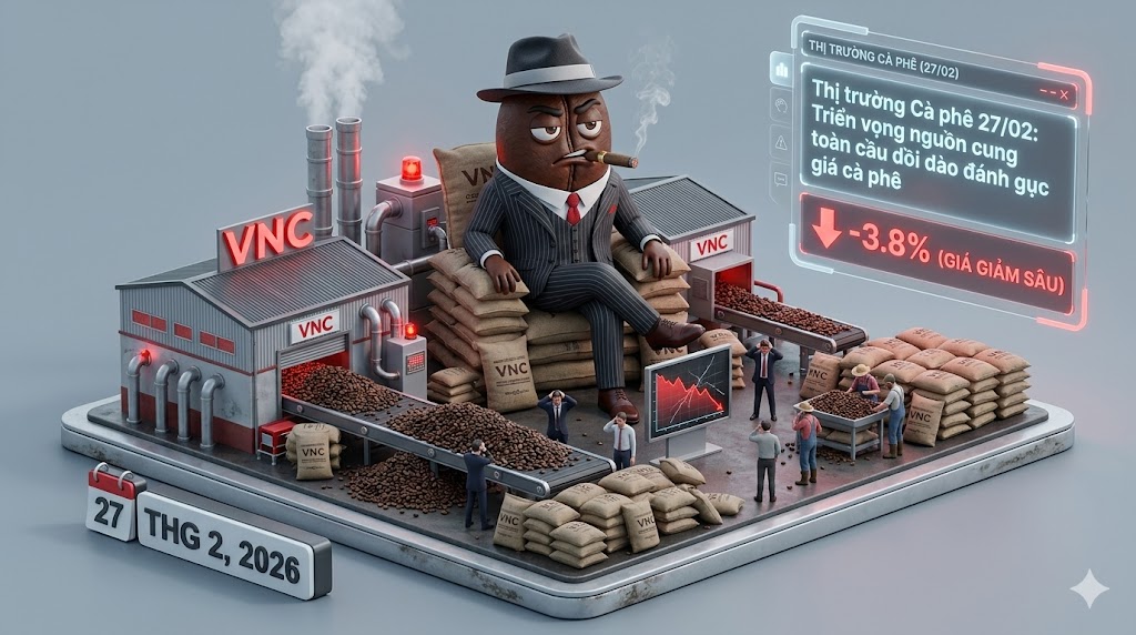 Thị trường Cà phê 27/02: Triển vọng nguồn cung toàn cầu dồi dào đánh gục giá cà phê