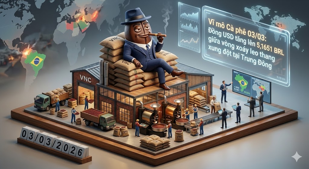 Vĩ mô Cà phê 03/03: Đồng USD tăng lên 5,1651 BRL giữa vòng xoáy leo thang xung đột tại Trung Đông