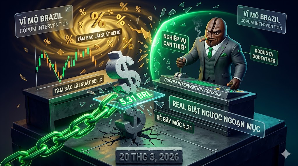 Đồng Real giật ngược ngoạn mục: Bẻ gãy mốc 5,31 BRL giữa tâm bão cắt giảm lãi suất Selic và nghiệp vụ can thiệp của Copom