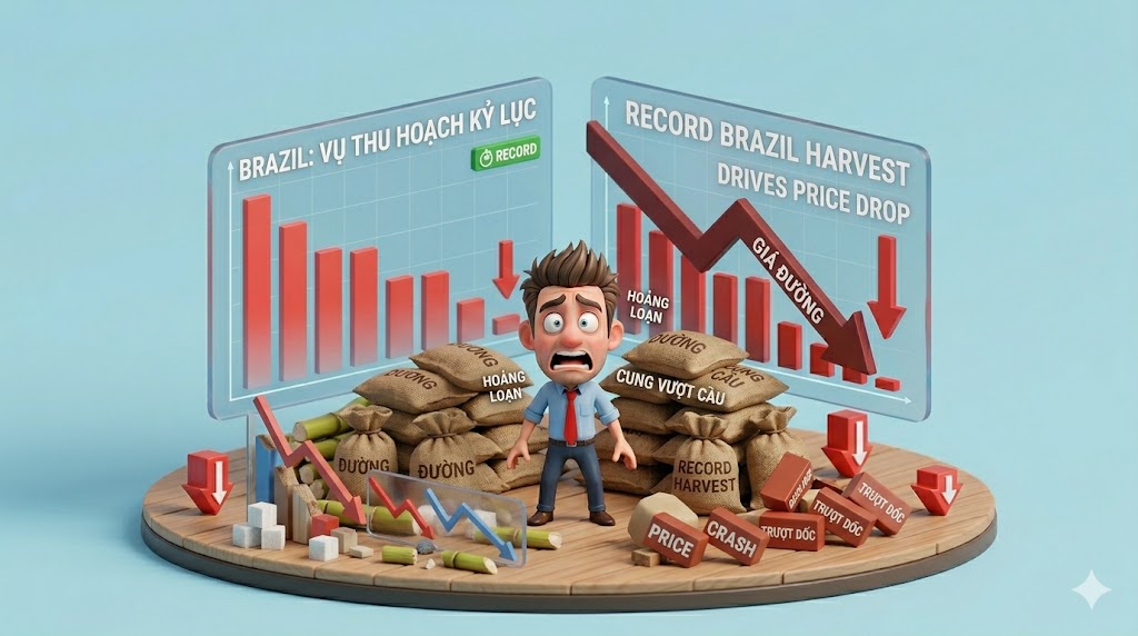 Vụ thu hoạch kỷ lục tại Brazil đẩy giá đường trượt dốc